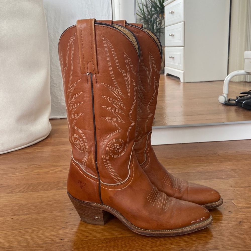 Vintage Frye Leather Cowgirl Boots
